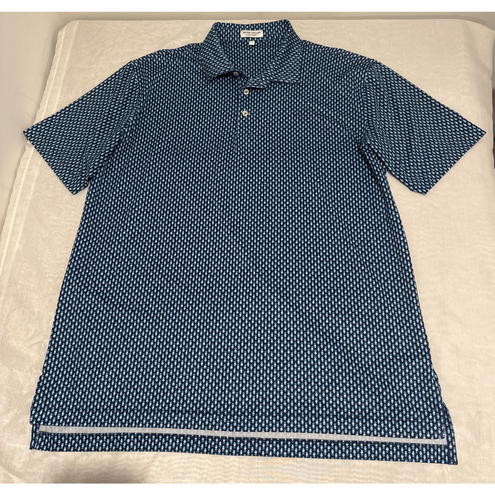 Peter Millar Summer Comfort Polo Golf Shirt Mens XL Skull Print Blue